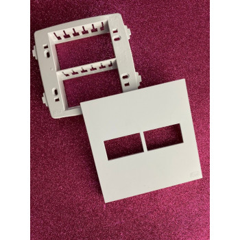 Placa 2 Módulos Separados com Suporte 4x4 - RECTA Branco Satin Fosco Placa 2 Módulos Separados com Suporte 4x4 - RECTA Branco Satin Fosco
